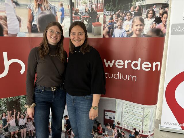 Verena und Johanna studieren an der PH Salzburg Lehramt. | Foto: Lisa Gold