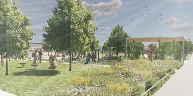 „Auf der Schmelz“ entsteht bis zum Sommer eine 2.320 Quadratmeter große Parkanlage. | Foto: Stadtgärten/outside landschaftsarchitektur GmbH