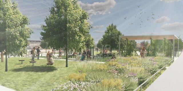 „Auf der Schmelz“ entsteht bis zum Sommer eine 2.320 Quadratmeter große Parkanlage. | Foto: Stadtgärten/outside landschaftsarchitektur GmbH