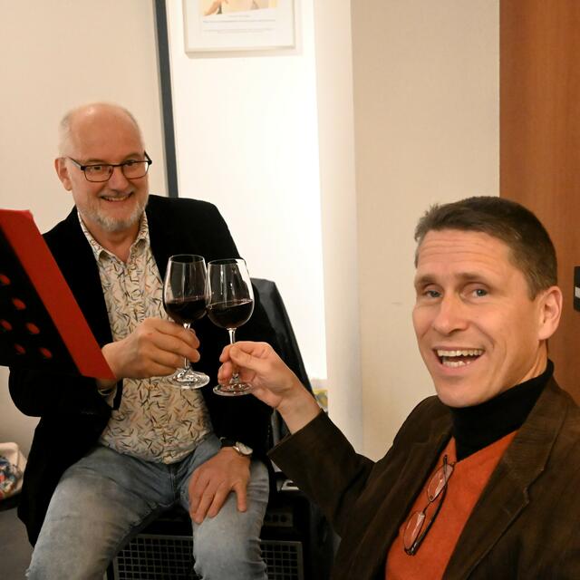 Trinkpause für Michael Samitz und Stefan Stückler