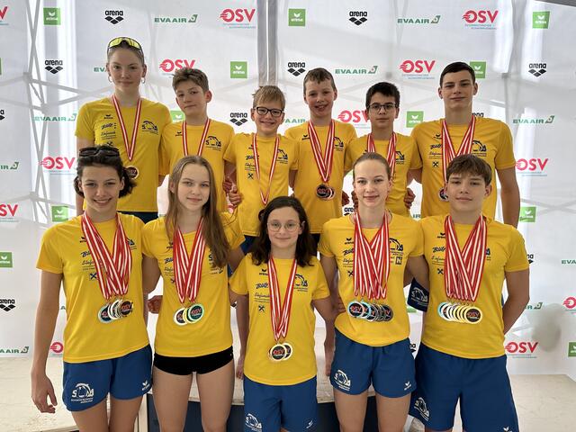 Die Medaillengewinner der Mödlinger Schwimmunion. | Foto: SUM / Monika Syslo