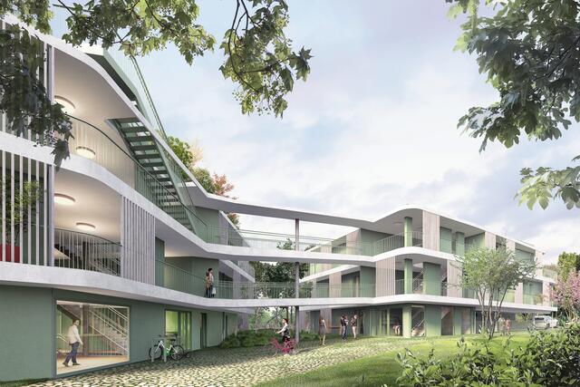 Der moderne und grüne Bau in der Nordansicht | Foto: Bednarzek &amp; Schnitzer Immobilien