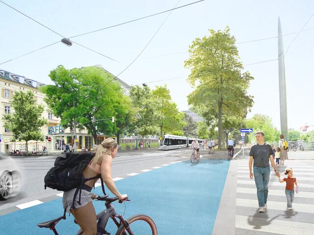 Die Straßenbahnlinie 8, die unter anderem über den Griesplatz führen soll, wird fix kommen, versichert man im Büro Schwentner. Ein erster Planungsbeschluss im Herbst soll erste Verbindungen zwischen Karlauerstraße und Reininghaus sowie Roseggerhaus und Fröbelpark priorisieren. | Foto: Artgineering