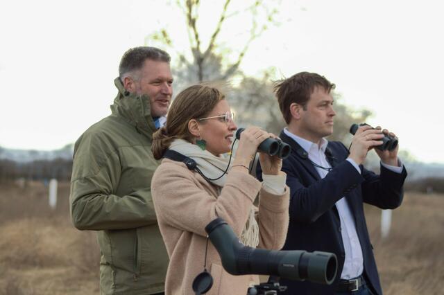 Im Nationalpark Neusiedler See - Seewinkel informierte Direktor Johannes Ehrenfeldner den oberösterreichischen Klima- und Umwelt-Landesrat Stefan Kaineder und Landeshauptmann-Stellvertreterin Anja Haider-Wallner über Renaturierungsmaßnahmen in der Region. | Foto: Büro LH-Stv.in Haider-Wallner