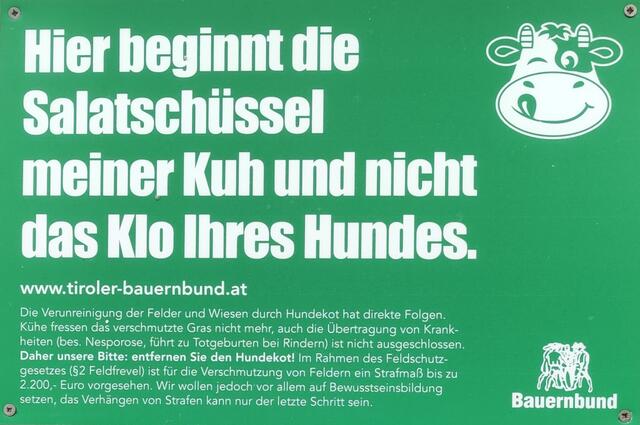 Kampagne des Bauernbundes - wenig beachtet! | Foto: Tiroler Bergwacht - Einsatzstelle Stubai