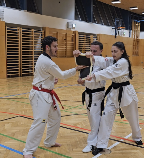 Ossi Baykus erreichte vor kurzem den 1. Dan. Der Obmann der Taekwondo-Schule Fulpmes Mehmet Kiris und seine Tochter Melissa freuten sich mit ihm. | Foto: privat
