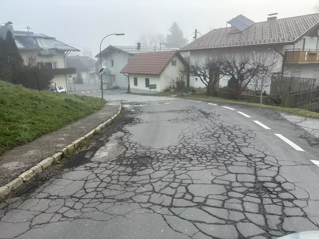 Die Franz Wedenig Straße in Finkenstein ist von Rissen übersät. | Foto: Privat