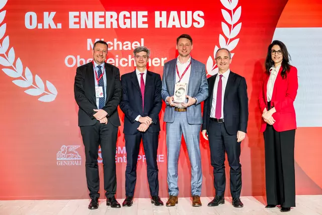 Gregor Pilgram, Marco Sesana, Michael Oberfeichtner, Giulio Terzariol und Lucia Silva bei der Preisverleihung in Brüssel | Foto: Frederik Beyens