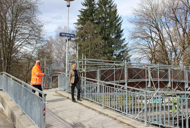 Stadträtin Sandra Wassermann und Verkehrsombudsmann Klaus Nunner besuchten die Bauarbeiten vor Ort. | Foto: SK / Glinik