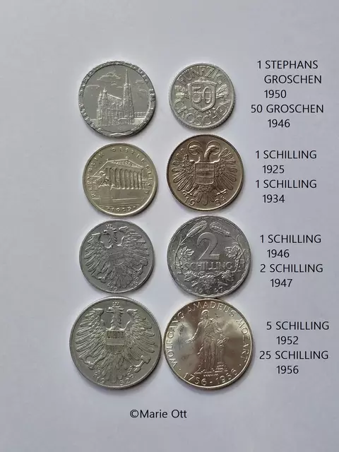 100 Jahre Schilling, Schillinge