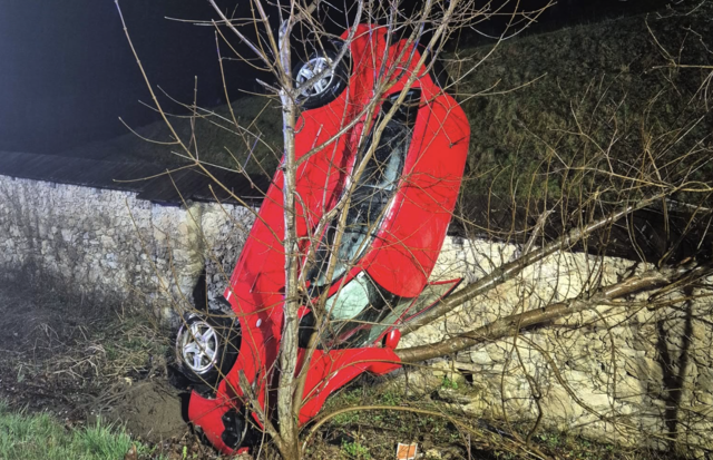 Ein 17-jähriger Fahrzeuglenker lenkte seinen Pkw auf der L55 Mühlbacher Straße.  | Foto: Feuerwehr St. Jakob im Rosental