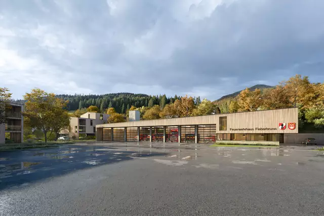 Der Baustart der neuen Zentrale erfolgt im Herbst dieses Jahres (erste Bauphase), die Übergabe an die Feuerwehr findet Ende 2026 statt.  | Foto: Rococoon (Visualisierung)