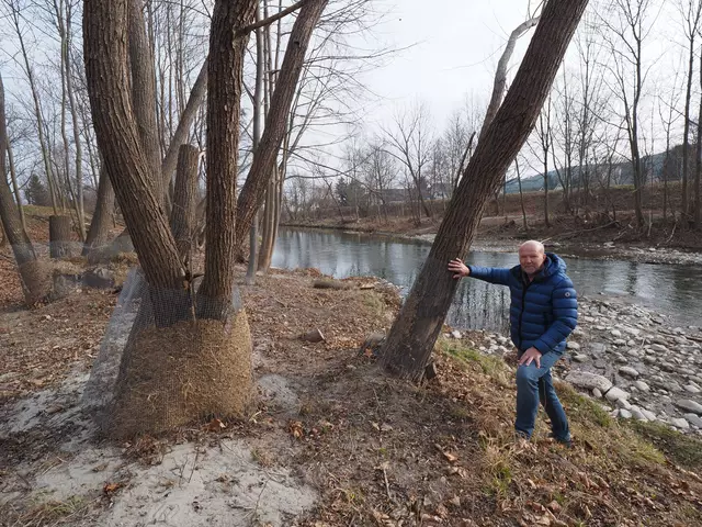 Martin Kurz von der IG Schwarza am gepflegten Uferbereich, der auch ein schöner Badestrand ist.