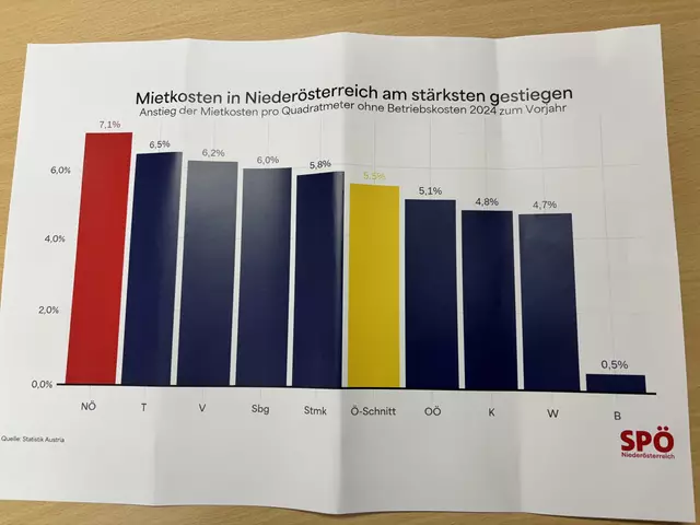 Mit 7,1 Prozent ist NÖ an der Spitze des Landes, was den Anstieg von Mietpreisen betrifft. Das ergab eine Grafik der Statistik Austria. | Foto: Madeleine Gluhak/MeinBezirk