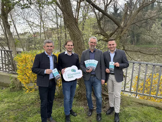 Franz Fartek, Andreas Schuster, Michael Fend und Michael Wagner laden in den Biosphärenpark "Unteres Murtal" ein. | Foto: MeinBezirk