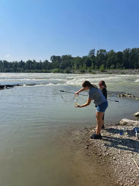 Sommerpraktikantinnen an der Salzach | Foto: Forschungsinstitut für Limnologie