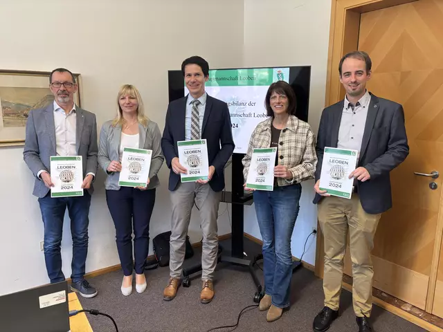 Präsentierten ihre Arbeitsbilanz für 2024: Alexander Horvarth, Daniela Götzfried, Markus Kraxner, Bärbel Sandriesser und Marcel Kerschbaumer von der Bezirkshauptmannschaft Leoben (v. l.) | Foto: MeinBezirk/Jung
