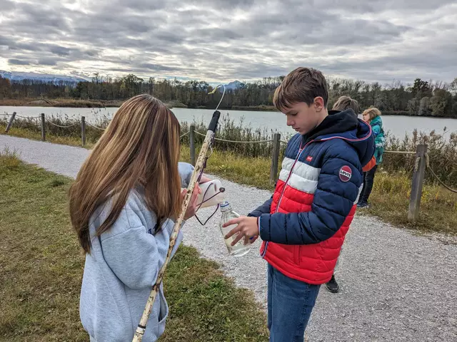 Schüler:innen des BRG Seekirchen entnehmen Proben in der Weitwörther Au. | Foto: Forschungsinstitut für Limnologie