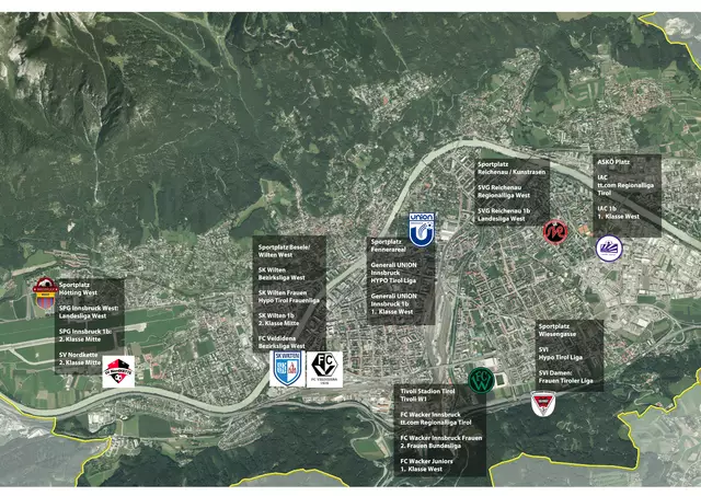 Die Heimplätze der Innsbrucker Vereine. | Foto: MeinBezirk/Grafik