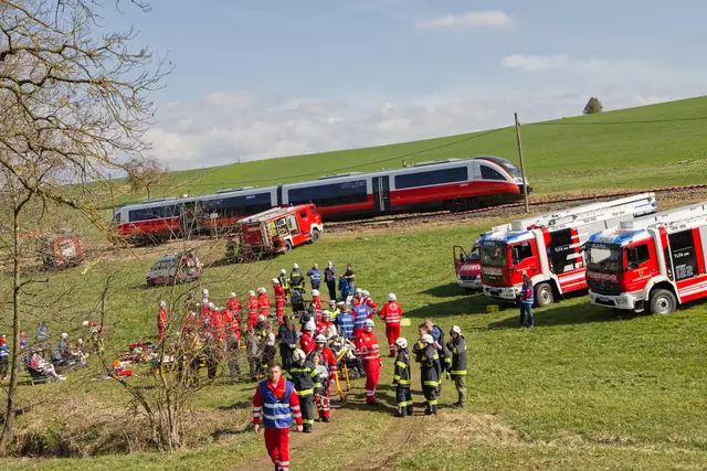 An der großangelegten Übung waren die Feuerwehr, die Polizei und das Rote Kreuz beteiligt.  | Foto: BFK-Rohrbach/Sonnleitner