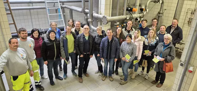 Im Wasserwerk: Harald Pichler, Stefan Daxböck, Ingrid Eigenthaler, Roman Lechner, Maria Maier, Franz Josef Zöchbauer, Dennis Gavrău, Wolfgang Ammerer, Johann Buresch, Regina Kaiser, Josef Pfeffer, Bettina Fahrafellner, Hubert und Gabriele Groiss, Katharina Seidl, Paul Hiesberger, Julia Miedler, Martin Brader, Andreas Leeb, Michaela Engl und Franz Kaufmann. | Foto: Stadt Mank