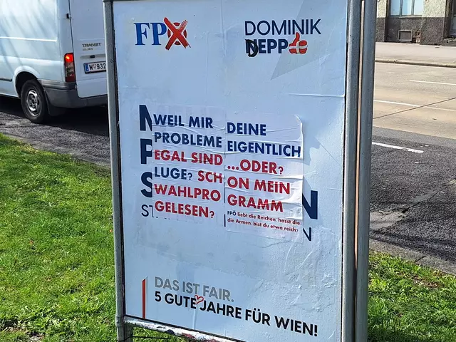 Ein überklebtes FPÖ-Wahlplakat am Lerchenfelder Gürtel. | Foto: Antonio Šećerović/MeinBezirk