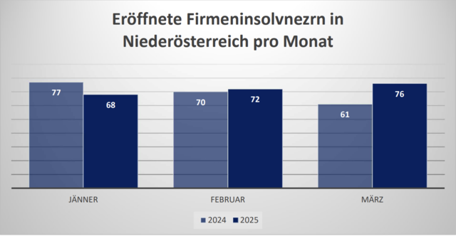 In Niederösterreich wurden im ersten Quartal 2025 bereits 216 Firmeninsolvenzen eröffnet. | Foto: Alpenländischer Kreditorenverband