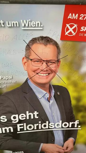 Die SPÖ beobachtet, dass es im Umfeld von FPÖ-Veranstaltungen "immer wieder zu offener Zurschaustellung rechtsextremen Gedankengutes und zu Beschmierungen von Plakaten mit Hakenkreuzen oder anderen verbotenen Symbolen kommt". | Foto: SPÖ Wien