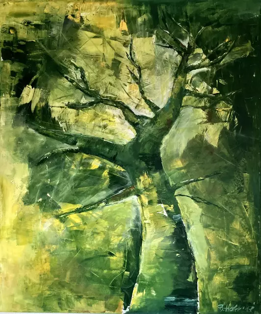 Künstlerin: Birgit Hofer, Titel des Bildes: Zum Licht (2017), Technik: Acryl auf Leinen, Größe: 100 cm x 120 cm | Foto: www.hoferart.at