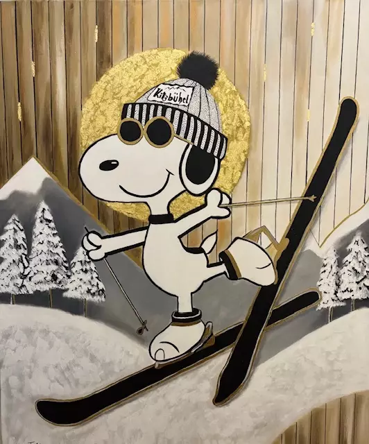 Künstlerin: Edina Tarfarkas-Czajlik, Titel des Bildes: Winterglanz in Kitzbühel (2024), Technik: Acryl auf Leinwand, Größe: 100 cm x 120 cm | Foto: www.kitzaktiv.at/tarfarkas-czajlik/