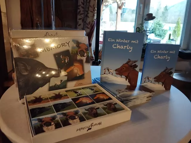 Die Werke der beiden Jungautorinnen: Memoryspiel und "Charlys Winterabenteuer" | Foto: Veronika Frank