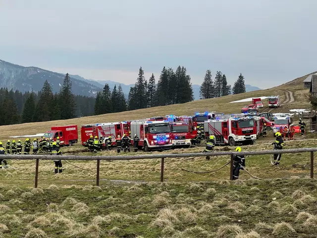 17 Feuerwehren mit 200 Einsatzkräften standen auf der Hinteralm im Löscheinsatz.  | Foto: BFVMZ/Pusterhofer