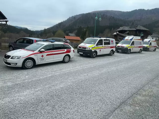 Im Einsatz standen acht Sanitäterinnen und Sanitäter und ein Notarzt. | Foto: Rotes Kreuz Bruck-Mürzzuschlag/Rieger