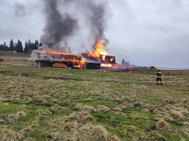 Das Naturfreundehaus (Hinteralmhaus) und eine weitere Hütte wurden ein Raub der Flammen.  | Foto: FF Mürzzuschlag