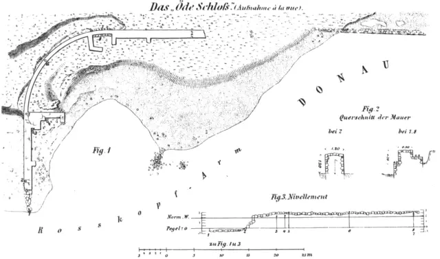 Historischer Plan des "Öden Schlosses"/römisches Brückenkopfkastells um 1908 | Foto: Verlag der Österreichischen Akademie der Wissenschaften