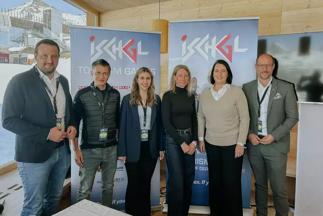 von rechts nach links: Mario Gerber (Landesrat für Tourismus), Barbara Thaler (EU Abgeordnete und Wirtschaftskammer Präsidentin), Ingrid Kausl (Management Center Innsbruck), Alexandra Chikova (Wirtschaftskammer Tirol), Patricio Hetfleisch (Leitung Marketing &amp; Kommunikation Tirol Werbung), Daniel Kandler (Büroleiter von LR Mario Gerber) | Foto: TVB Paznaun - Ischgl