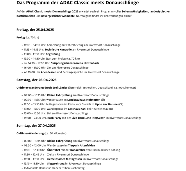 Programm von 25. bis 27. April | Foto: ADAC Klassik
