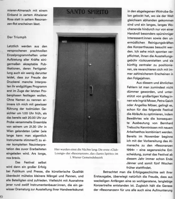 08. Die ersten Resonanzen-Jahre und ihre Club-Lounge SANTO SPIRITO | Foto: Wiener Konzerthaus