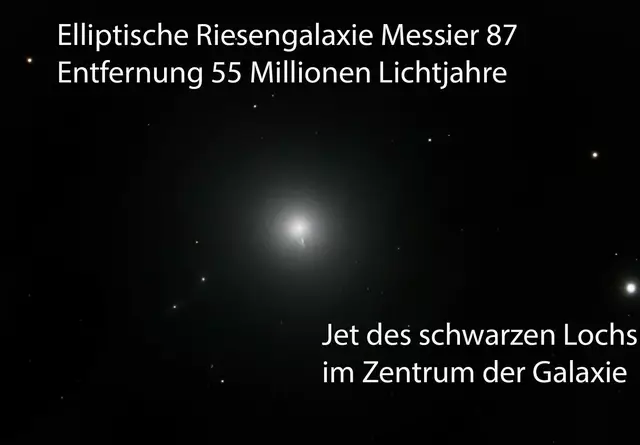 Der Jet aus dem Zentrum des schwarzen Lochs der Riesengalaxie Messier 87 | Foto: Günter Kleinschuster