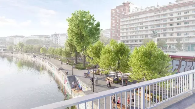 So soll der Donaukanal nach der Umgestaltung aussehen. | Foto: Karl Grimm Landschaftsarchitekten/Merlin Bartholomäus