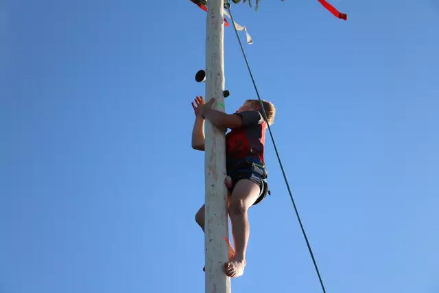 Das Klettern am Kindermaibaum hat sich zur fixen Attraktion entwickelt. Natürlich werden die kleinen Klettermaxis gut gesichert. | Foto: FF Schwaming