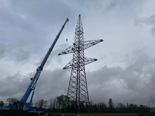 Der Fahrer des 60 Meter langen Krans manövriert die vormontierten Bauteile zum Montage-Team, das es mit dem Mastkörper verschraubt. | Foto: Bachhofner