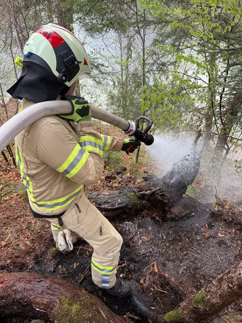 Am Ende wurde der Waldboden noch großflächig bewässert, um die Gefahr eines Wiederaufflammens einzudämmen. | Foto: ZOOM.Tirol
