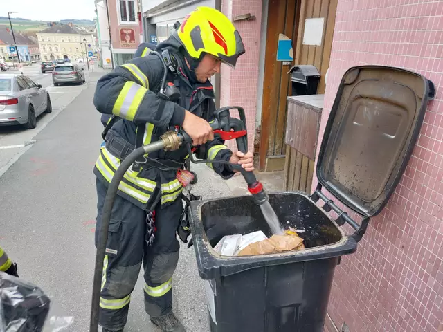 Diese Mülltonne brannte in Waidhofen | Foto: FF Waidhofen/Thaya