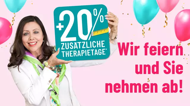 20 Jahre easylife – wir feiern mit 20 % zusätzlichen Therapietagen und begleiten dich auf dem Weg zur Wunschfigur!