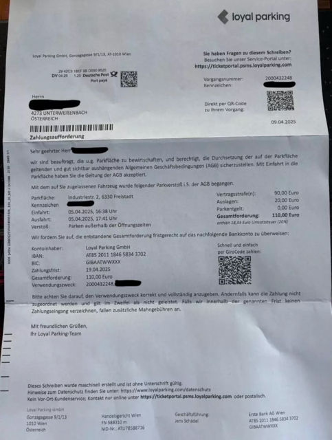 Richtig hohes Strafgeld, richtig falsche Postleitzahl. | Foto: MeinBezirk
