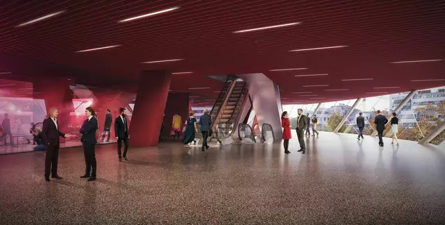 Bis Besucherinnen und Besucher durch die neue Eventhalle laufen können, muss noch die Vertragsunterschrift her. (Rendering) | Foto: Kronaus_Mitterer_Gallister &amp; expressiv.at