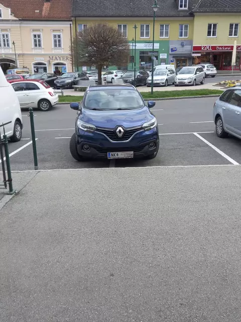 Der Kunstparker zwischen zwei Parkplätzen am Aspanger Hauptplatz. | Foto: Name d. Fotografen d. Red. bekannt