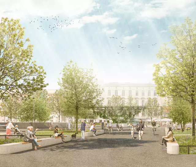Die Favoritenstraße und der Columbusplatz bekommen bis 2027 ein komplettes Make-Over.  | Foto: YEWO LANDSCAPES und VisuPlan3D