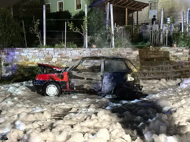 Mehrere Einsatzkräfte waren Montagnacht alarmiert worden, da ein Auto in Flammen stand.  | Foto: DOKU-NÖ